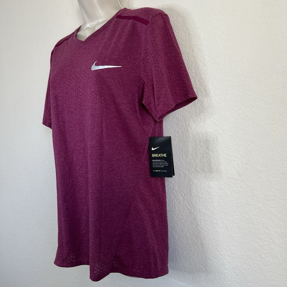 Nike Men's Dri-Fit Breathe Running Top Size S AA4858-665 Berry NEW - Picture 3 of 8